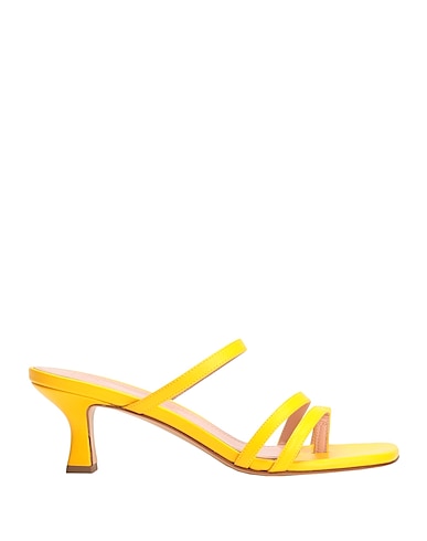 8 by YOOX Flip flops LEATHER SQUARE TOE SPOOL-HEEL SANDAL
 Yellow 100% Leather