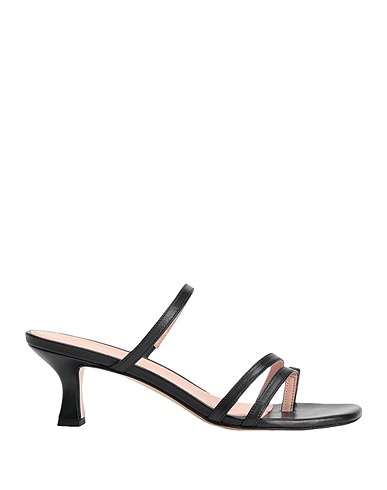 8 by YOOX Infradito LEATHER SQUARE TOE SPOOL-HEEL SANDAL
 Nero 100% Pelle