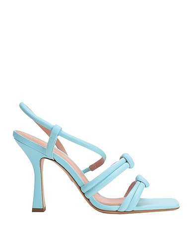 8 by YOOX Sandali LEATHER SQUARE TOE HIGH-HEEL SANDAL
 Celeste 100% Pelle di capra