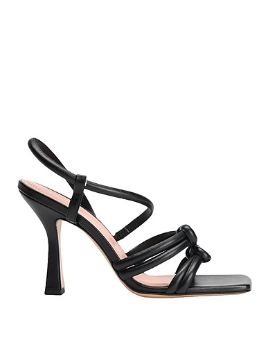 8 by YOOX Sandalen LEATHER SQUARE TOE HIGH-HEEL SANDAL
 Schwarz 100% Ziegenleder