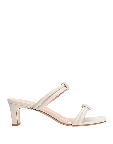8 by YOOX Sandalen LEATHER SQUARE TOE MID-HEEL SANDAL
 Hellgrau 100% Ziegenleder