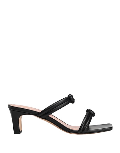 8 by YOOX Sandali LEATHER SQUARE TOE MID-HEEL SANDAL
 Nero 100% Pelle di capra