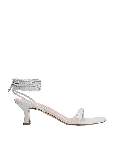 8 by YOOX Sandals LEATHER SQUARE TOE LACE-UP SANDAL
 Light grey 100% Goat skin