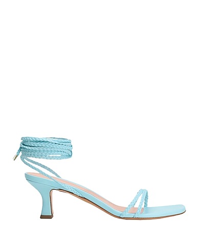 8 by YOOX Sandals LEATHER SQUARE TOE LACE-UP SANDAL
 Sky blue 100% Goat skin
