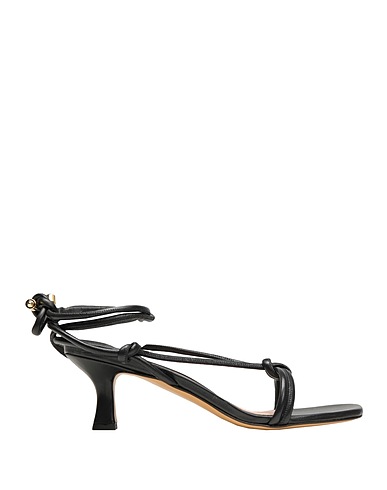 8 by YOOX Sandalia LEATHER SQUARE TOE LACE-UP SANDAL
 Negro 100% Piel de cabra