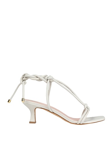 8 by YOOX Sandals LEATHER SQUARE TOE LACE-UP SANDAL
 Light grey 100% Goat skin