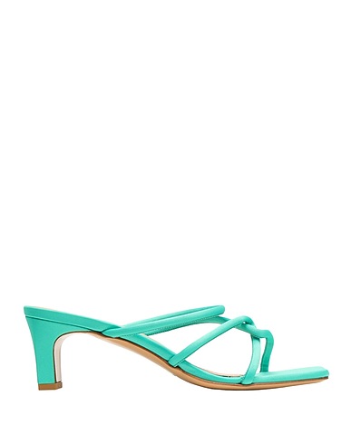 8 by YOOX Sandals SATIN SQUARE TOE SANDAL
 Green 100% Polyester