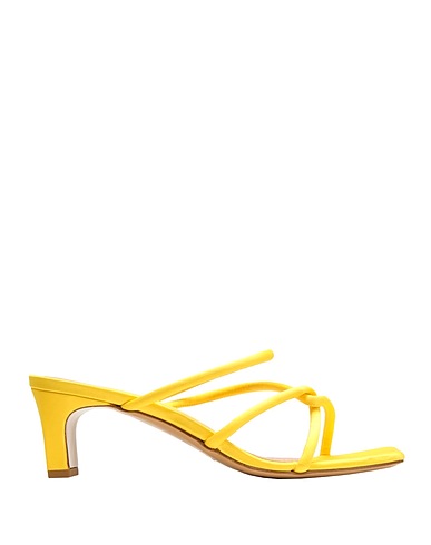 8 by YOOX Sandals SATIN SQUARE TOE SANDAL
 Yellow 100% Polyester