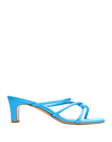 8 by YOOX Sandals SATIN SQUARE TOE SANDAL
 Turquoise 100% Polyester