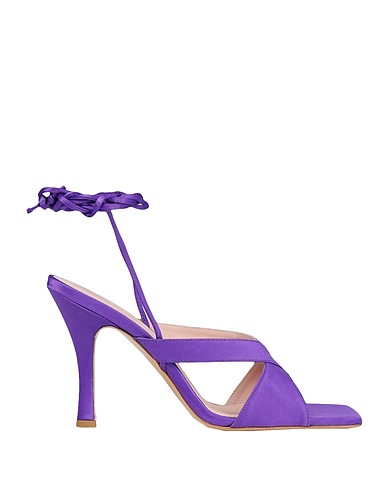 8 by YOOX Sandals SATIN SQUARE TOE LACE-UP SANDALS
 Purple 100% Polyester