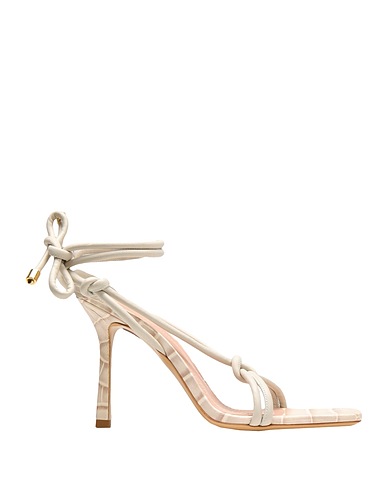 8 by YOOX Sandali CROC LEATHER SQUARE TOE LACE-UP SANDAL
 Grigio chiaro 100% Pelle di capra