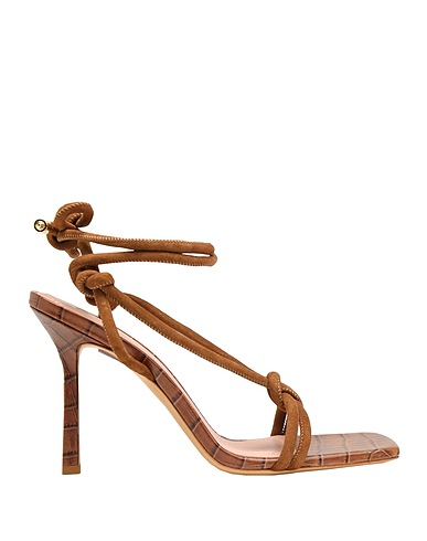 8 by YOOX Sandals CROC LEATHER SQUARE TOE SUEDE LACE-UP SANDAL
 Brown 100% Goat skin