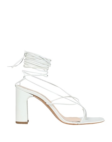 8 by YOOX Flip flops LEATHER SQUARE TOE LACE-UP THONG SANDAL
 White 100% Ovine leather