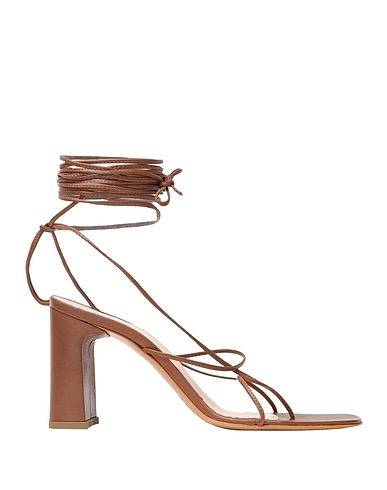 8 by YOOX Infradito LEATHER SQUARE TOE LACE-UP THONG SANDAL
 Marrone 100% Pelle ovina