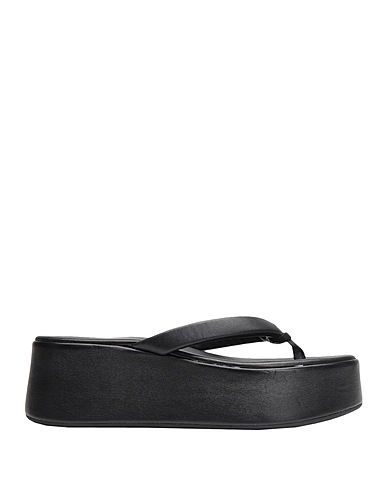 8 by YOOX Flip flops LEATHER THONG PLATFORM WEDGE
 Black 100% Ovine leather