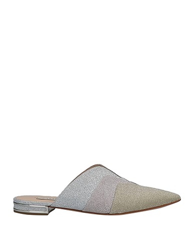 CASADEI Mules and clogs Platinum Textile fibres