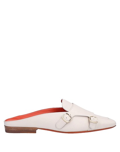 SANTONI Mules and clogs Light grey Soft Leather