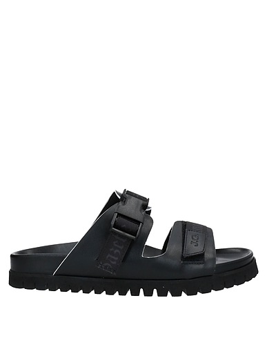 JOHN GALLIANO Sandali Nero Pelle di vitello, Fibre tessili