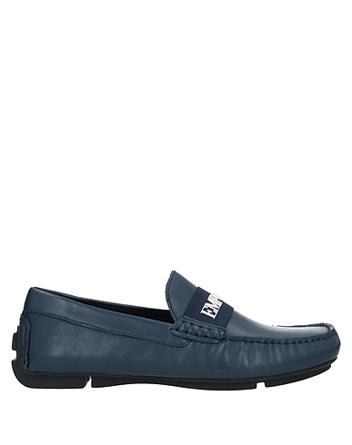 EMPORIO ARMANI Loafers Slate blue Cow leather, Textile fibers