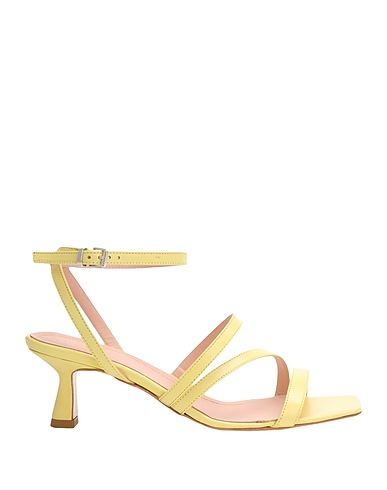 8 by YOOX Sandals LEATHER SQUARE TOE SPOOL-HEEL SANDAL 50
 Pastel yellow 100% Ovine leather