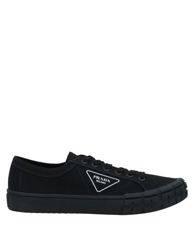 Prada Round Toe Low-top Sneakers Rubber Sole In Black
