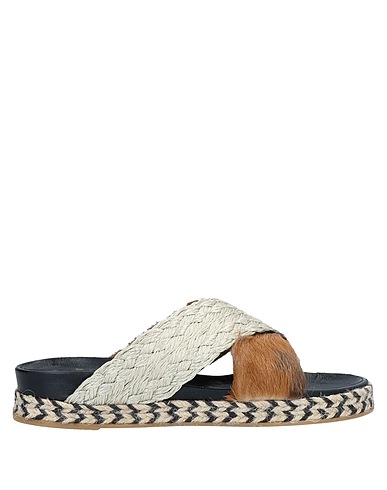 MR & MRS ITALY Sandals Platinum Leather, Textile fibres