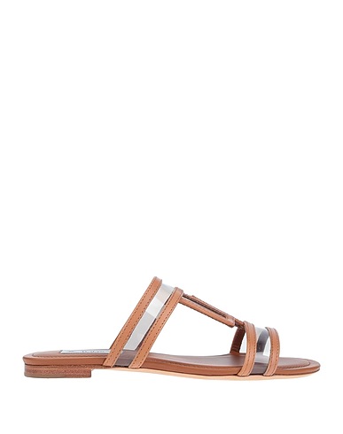 TOD'S Sandals Tan Leather, Plastic