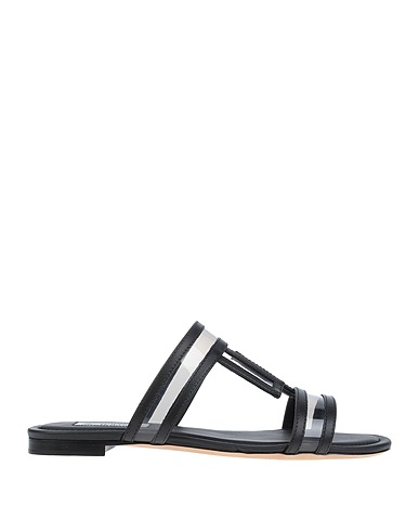 TOD'S Sandals Black Leather, Plastic