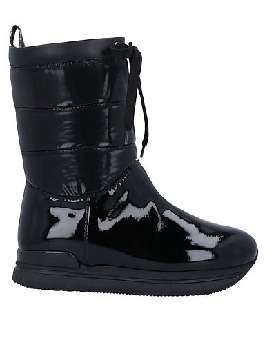 HOGAN Ankle boot Black Leather, Textile fibres