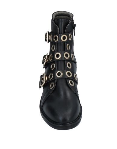 Maje Buckled Eyelet-embellished Leather Ankle Boots In Black