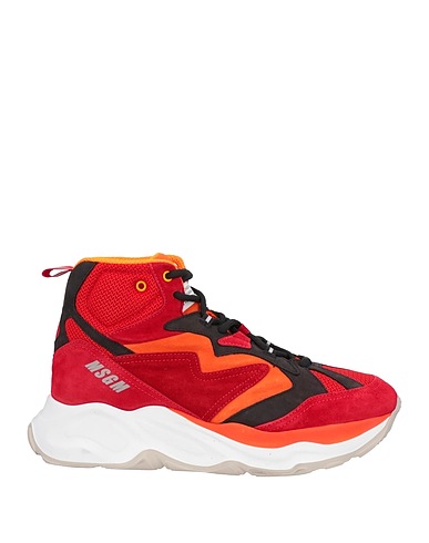 MSGM Sneakers Red Leather, Textile fibers