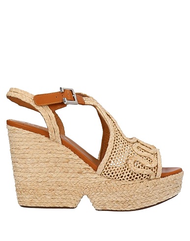 CLERGERIE Sandals Sand Natural raffia, Soft Leather