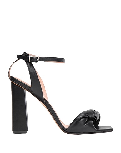 8 by YOOX Sandals LEATHER SQUARE TOE  SANDAL
 Black 100% Leather