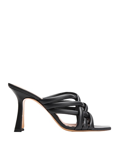 8 by YOOX Sandals LEATHER MULTI-STRAP SANDAL
 Black Textile fibres, Leather
