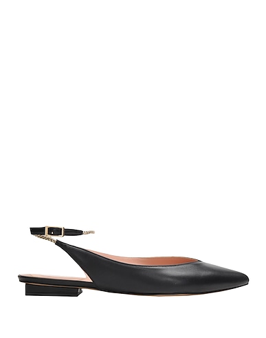8 by YOOX Footwear LEATHER BRAID LACE-UP BALLET FLAT
 Black 100% Soft Leather