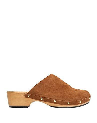 8 by YOOX Mules and clogs SPLIT LEATHER CLOG
 Brown Calfskin, Wood