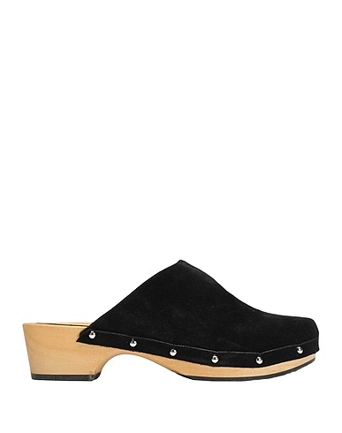 8 by YOOX Mule e zoccoli SPLIT LEATHER CLOG
 Nero Pelle di vitello, Legno