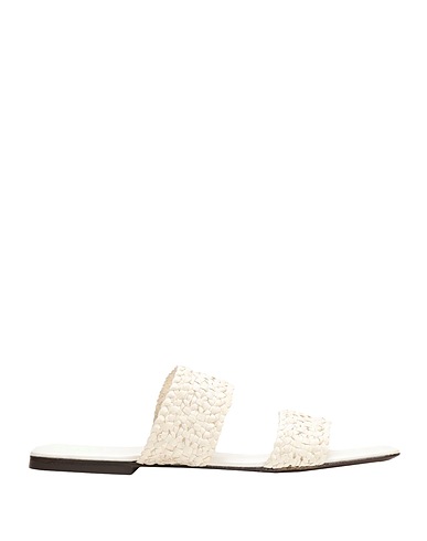 8 by YOOX Sandals WOVEN LEATHER SQUARE TOE FLAT SANDAL
 White 100% Ovine leather