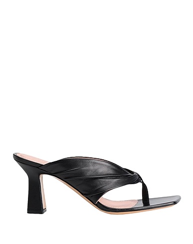 8 by YOOX Flip flops LEATHER SQUARE TOE THONG SANDAL
 Black 100% Goat skin