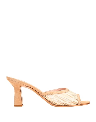 8 by YOOX Sandals SUEDE & MESH SQUARE TOE SANDAL
 Beige 70% Polyester, 30% Goat skin