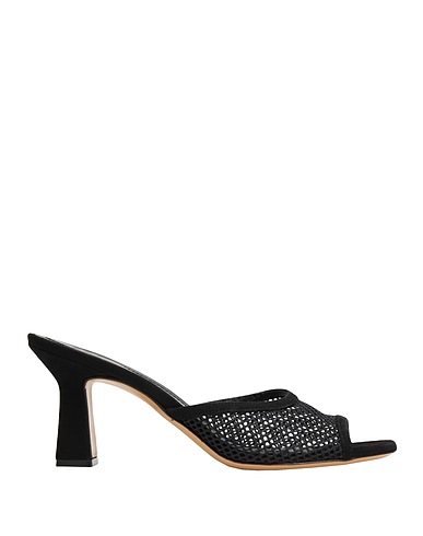 8 by YOOX Sandali SUEDE & MESH SQUARE TOE SANDAL
 Nero 70% Poliestere, 30% Pelle di capra