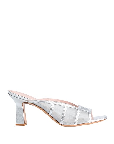 8 by YOOX Sandals LAMINATED LEATHER & MESH SQUARE TOE SANDAL
 Silver 50% Polyester, 50% Goat skin