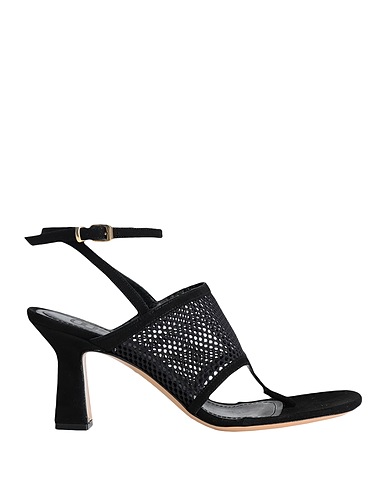 8 by YOOX Flip flops SUEDE & MESH SQUARE TOE SANDAL
 Black 50% Polyester, 50% Goat skin
