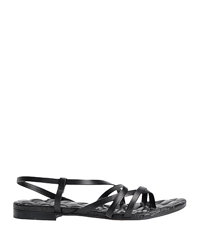 8 by YOOX Flip flops QUILTED LEATHER FLAT SANDAL
 Black 100% Goat skin