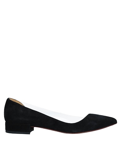 FRANCESCO RUSSO Ballet flats Black Leather, PVC - Polyvinyl chloride
