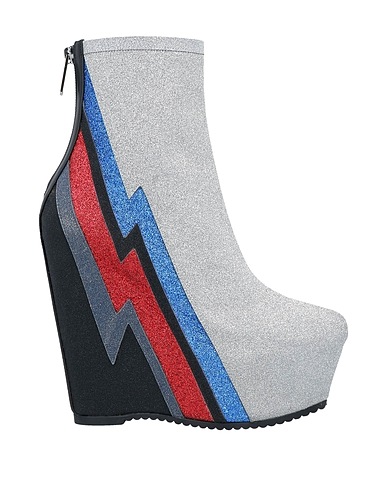 BALMAIN Ankle boot Silver Leather, Textile fibers