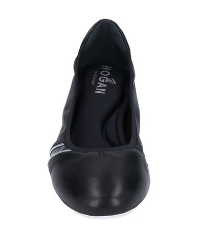 Hogan H511 Black Silver Flat Ballerina Shoes In Black