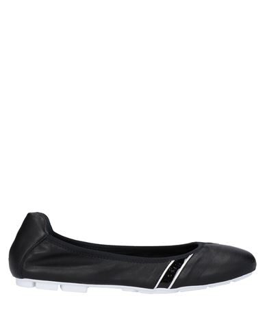Hogan H511 Black Silver Flat Ballerina Shoes In Black