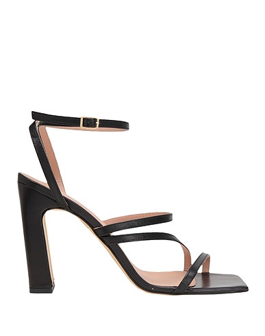 8 by YOOX Sandals LEATHER SQUARE TOE SANDAL
 Black 100% Ovine leather