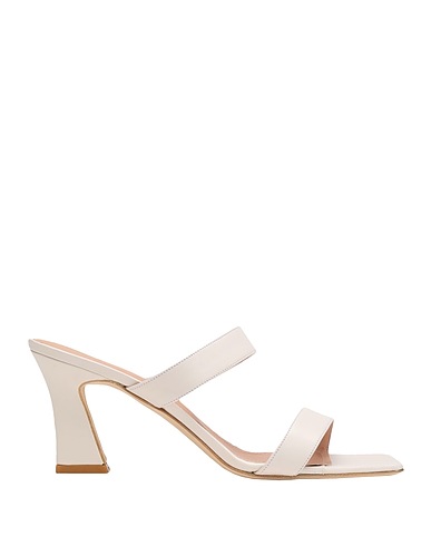 8 by YOOX Sandals LEATHER SQUARE TOE SPOOL-HEEL SANDAL
 Beige 100% Ovine leather